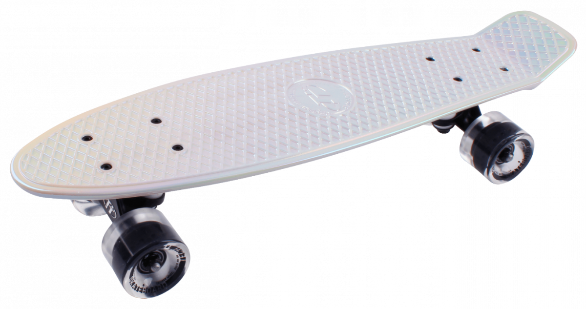 Скейт-Пениборд ТT Metallic 22 (дэка пл. 55х15), белый, Abec 7 Chrome