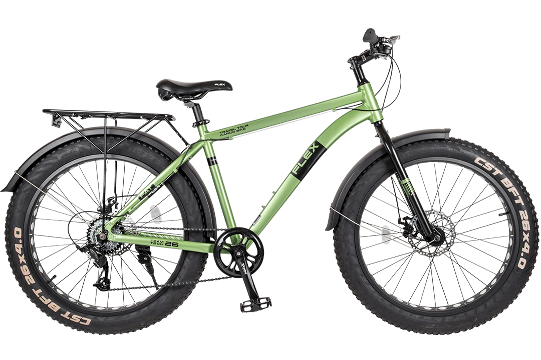 26д. FATBIKE TT Flex, 8 ск, M.DISC, рама AL, рост 19, 26 х 4,00, зелёный 