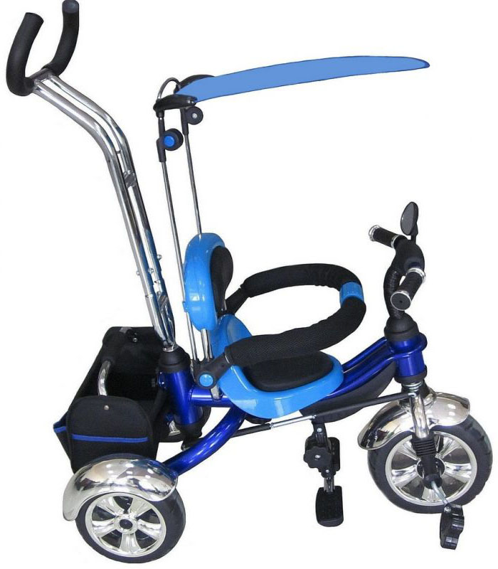 Trike SUPER ST4В (KR-01) (колеса ПВХ 10 и 10д) ручка дуга синий-2