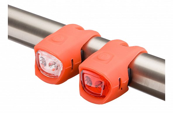 Фонари перед+задн. силикон, JY-3204F+T, 2/2 LED, 2 реж, 4xCR2032, красные, 560185