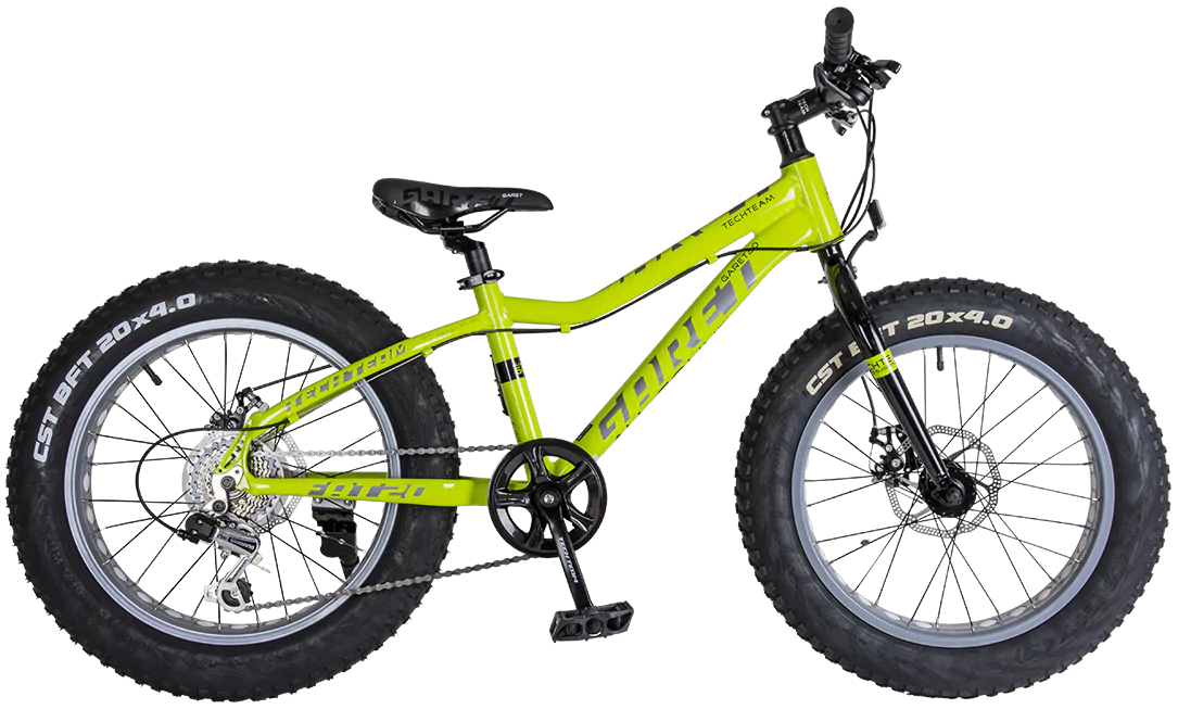 20д. FATBIKE TT Garet, 7 ск, M.DISC, рама AL, рост 12, 20 х 4,00, зелёный