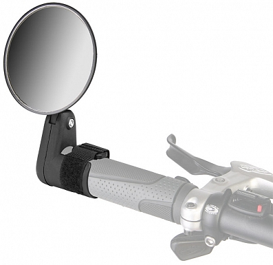 Зеркало пл. MIRROR DX-2002V, на ручку 75 мм. L 125 мм левое, чёрное, 220015