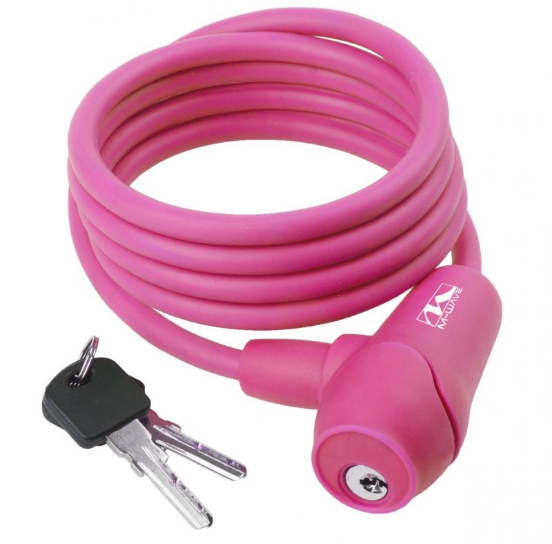 Противоугонка ключ L 1500мм, ф 8мм, M-Wave, силикон, розовая, 5-231018