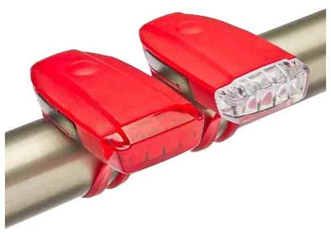 Фонари перед+задн. силикон, АКБ, JY-378DF+DT, 4/4 LED, 3 реж, 3.7V/260 mAh, красный, 560142