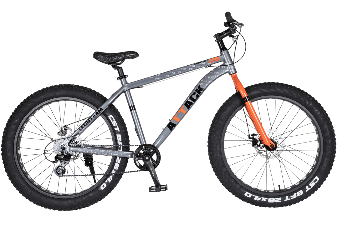 26д. FATBIKE TT Attack, 8 ск, M.DISC, рама AL, рост 19, 26 х 4,00, вт. пром. подш, оранжевый