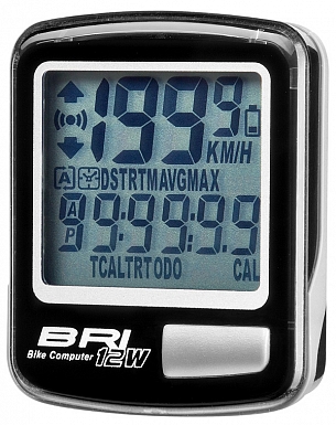 Велокомп  BRI-12W, 12 функций, безпроводной, чёрный 060055