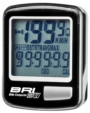 Велокомп BRI-9W, 9 функций, безпроводной, чёрный, 060053