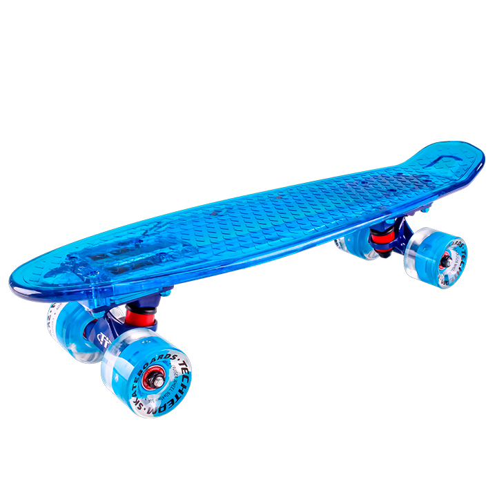 Скейт-Пениборд ТT Transparent Light 27 (дэка пл. 69 LED подсв.), blue, Abec 7 Chrome