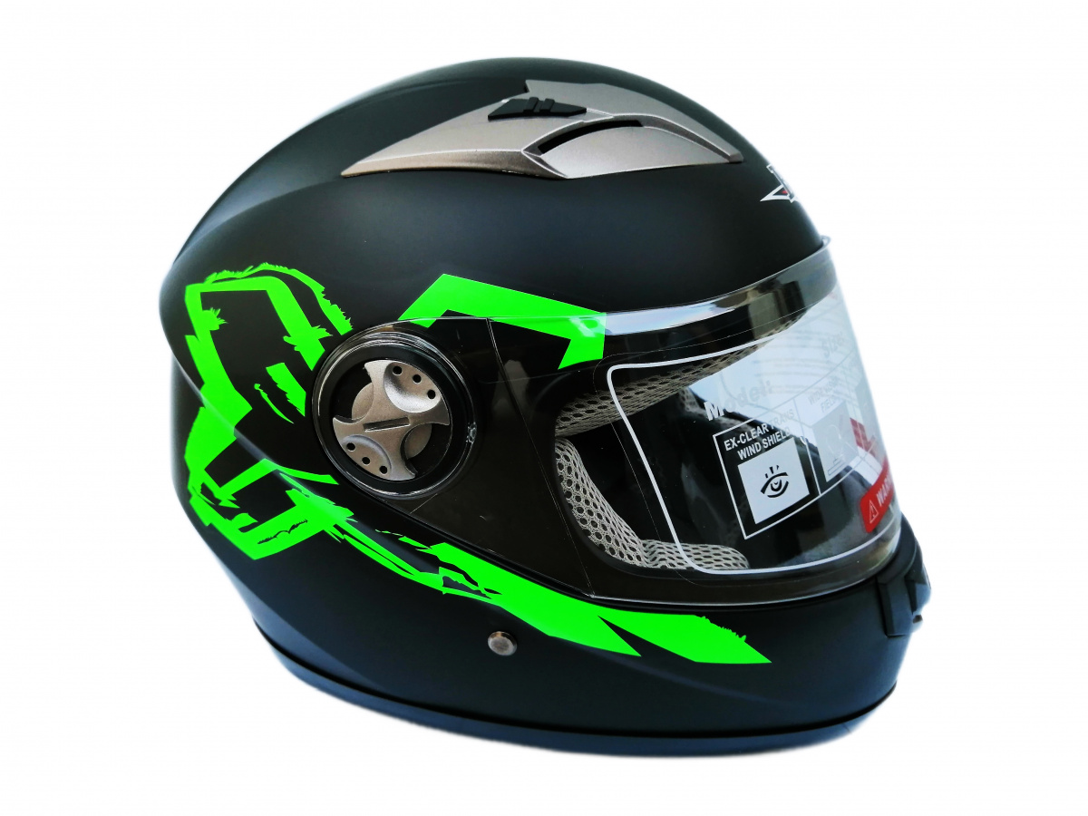 Шлем интеграл, BLD-830, размер М, черно-зеленый мат, ХЗ004778