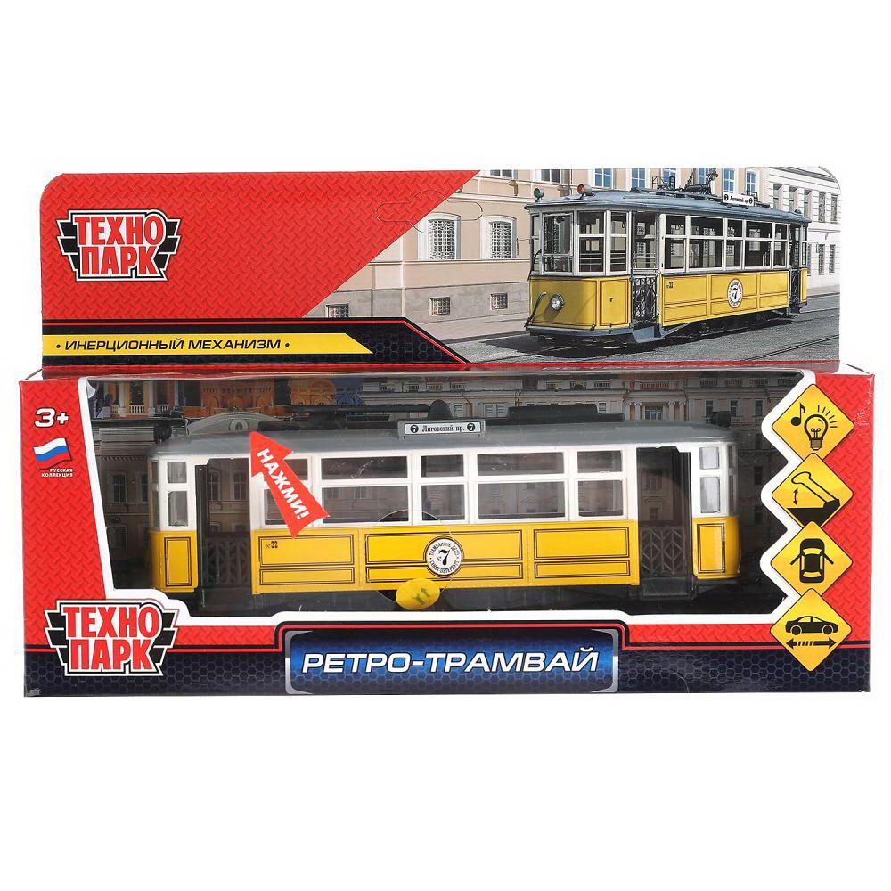 Трамвай TRAMMC1-17SL-YE "Технопарк", трамвай ретро, свет, звук, инерц.