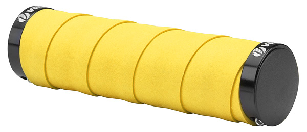 Ручки руля 129 мм, VLG-852D4, матер. гелевая лента, AL кольца, жёлтые, 150169
