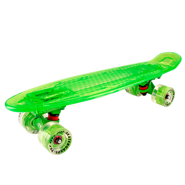Скейт-Пениборд ТT Transparent Light 27 (дэка пл. 69 LED подсв.), green, Abec 7 Chrome