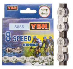Цепь 8ск. "YBN S88S" 1/2"x3/32, 116зв, закал. хром. пины, с замком, в упак, 570084 Цепь 8ск. "YBN S88S" 1/2"x3/32, 116зв, закал. хром. пины, с замком, в упак, 570084